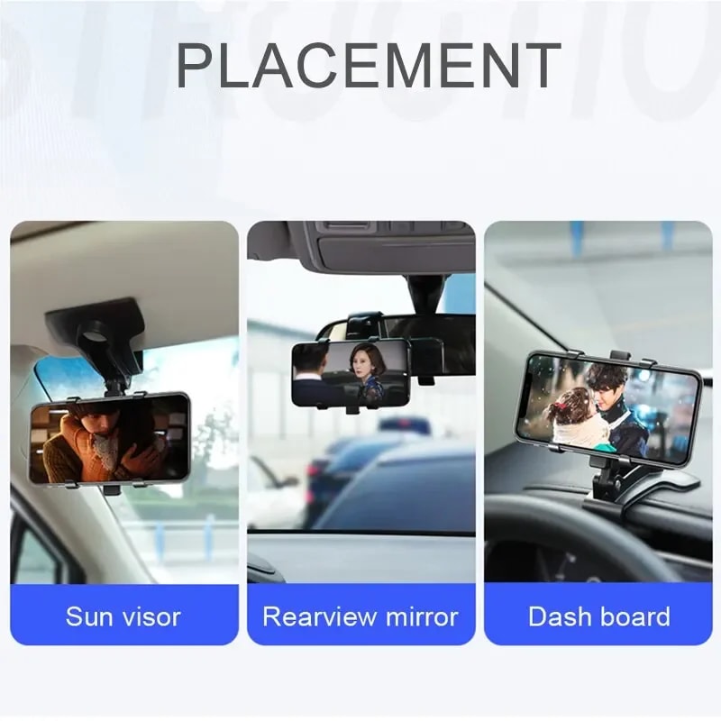 Universal Car Smartphone Bracket Dashboard Phone Holder Free Degree Rotation Mount Rubber Grip Navi 1