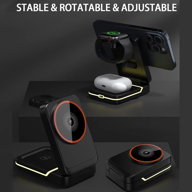 Travel Fast Wireless Charger Stand Magnetic Foldable Charging Station For Phones And Smart Devices 0