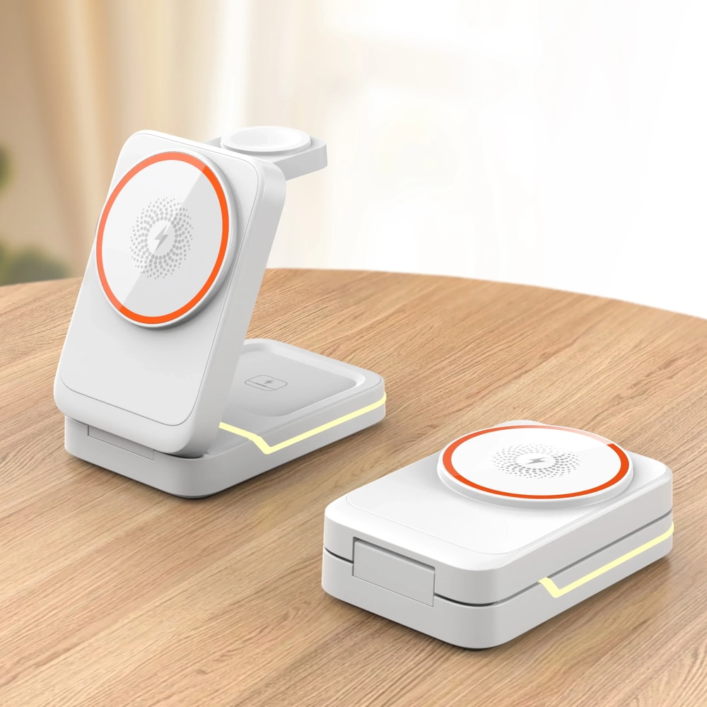 Travel Fast Wireless Charger Stand Magnetic Foldable Charging Station For Phones And Smart Devices 3