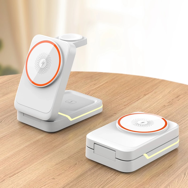 Travel Fast Wireless Charger Stand Magnetic Foldable Charging Station For Phones And Smart Devices 3