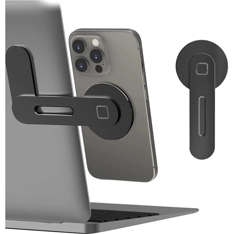 Magnetic Laptop Phone Stand, Ultrathin Display Side Mount for Car, Foldable Aluminum Alloy Back Holder, Rollover Camera
