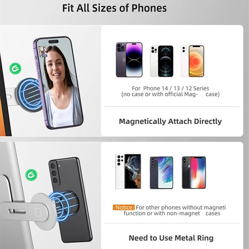 Magnetic Laptop Phone Stand, Ultrathin Display Side Mount for Car, Foldable Aluminum Alloy Back Holder, Rollover Camera