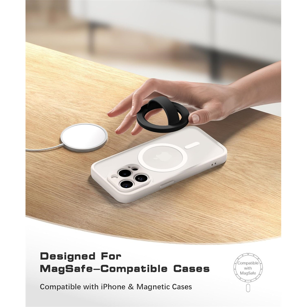 Finger Strap Phone Ring Holder, Magnetic Silicone Soft Grip for Magsafe iPhone 16, Universal Mac Safe Loop Stand Support