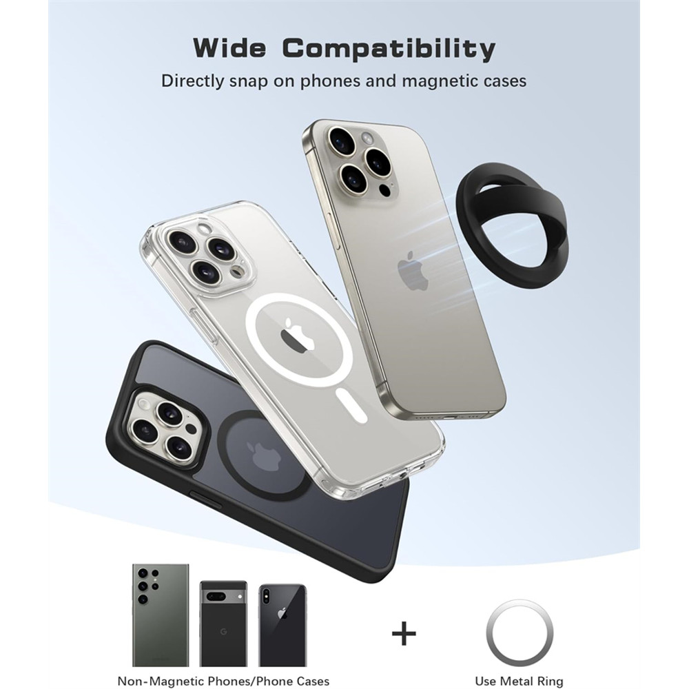 Finger Strap Phone Ring Holder, Magnetic Silicone Soft Grip for Magsafe iPhone 16, Universal Mac Safe Loop Stand Support