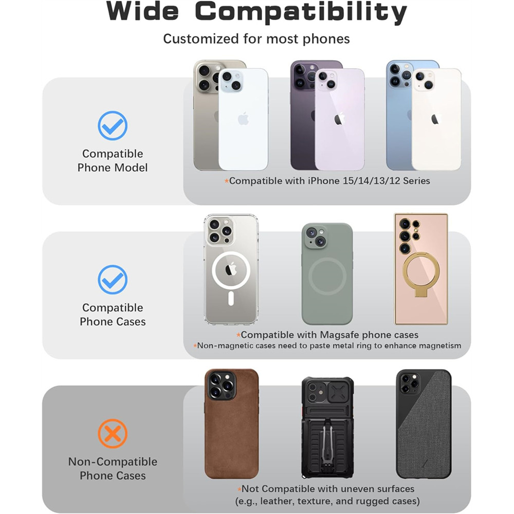 Finger Strap Phone Ring Holder, Magnetic Silicone Soft Grip for Magsafe iPhone 16, Universal Mac Safe Loop Stand Support