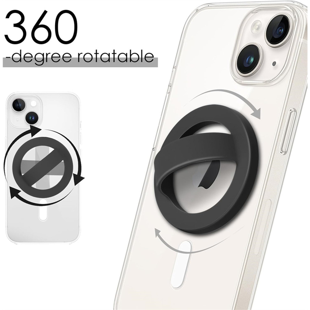 Finger Strap Phone Ring Holder, Magnetic Silicone Soft Grip for Magsafe iPhone 16, Universal Mac Safe Loop Stand Support