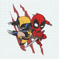 cartoon deadpool and wolverine movie svg
