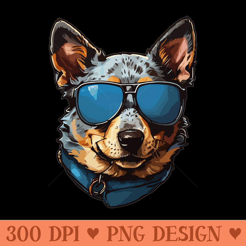 Australian Cattle Dog in Sunglasses - PNG Download - Good Value