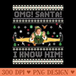 omg! santa! - i know him! - elf - digital png files