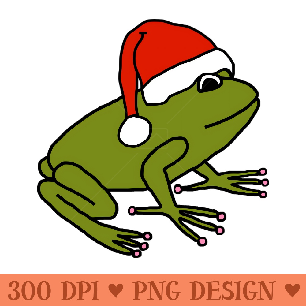 Cute Frog Wearing a Christmas Santa Hat - Premium PNG Downloads - Convenience