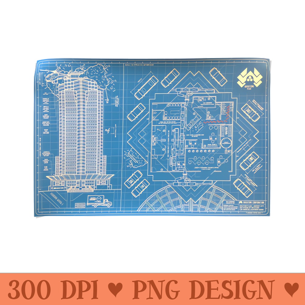 Blue Print Nakatomi Plaza - PNG Download Bundle - Convenience