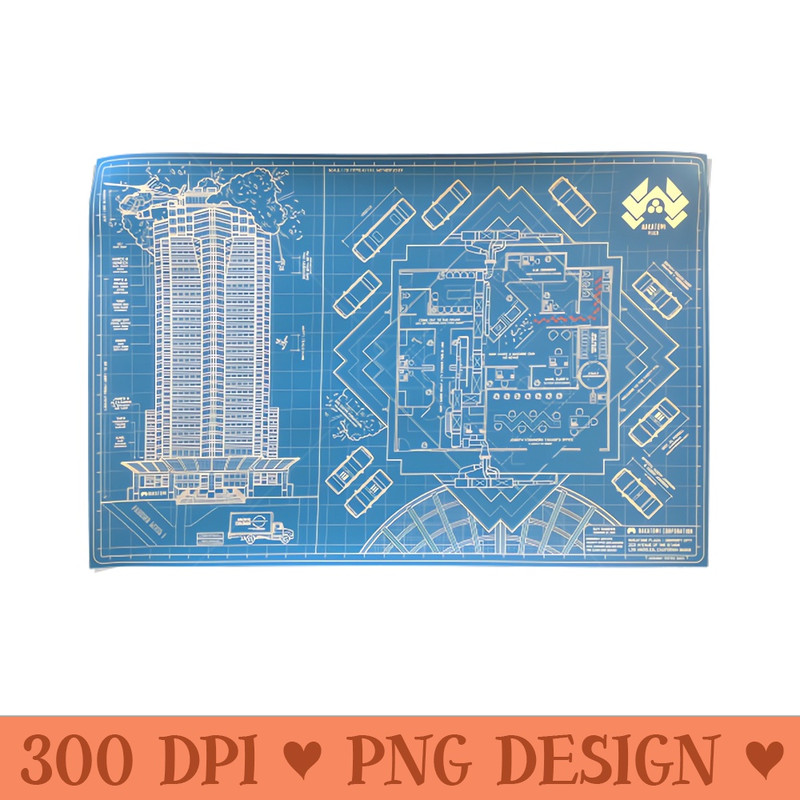 Blue Print Nakatomi Plaza - PNG Download Bundle - Convenience