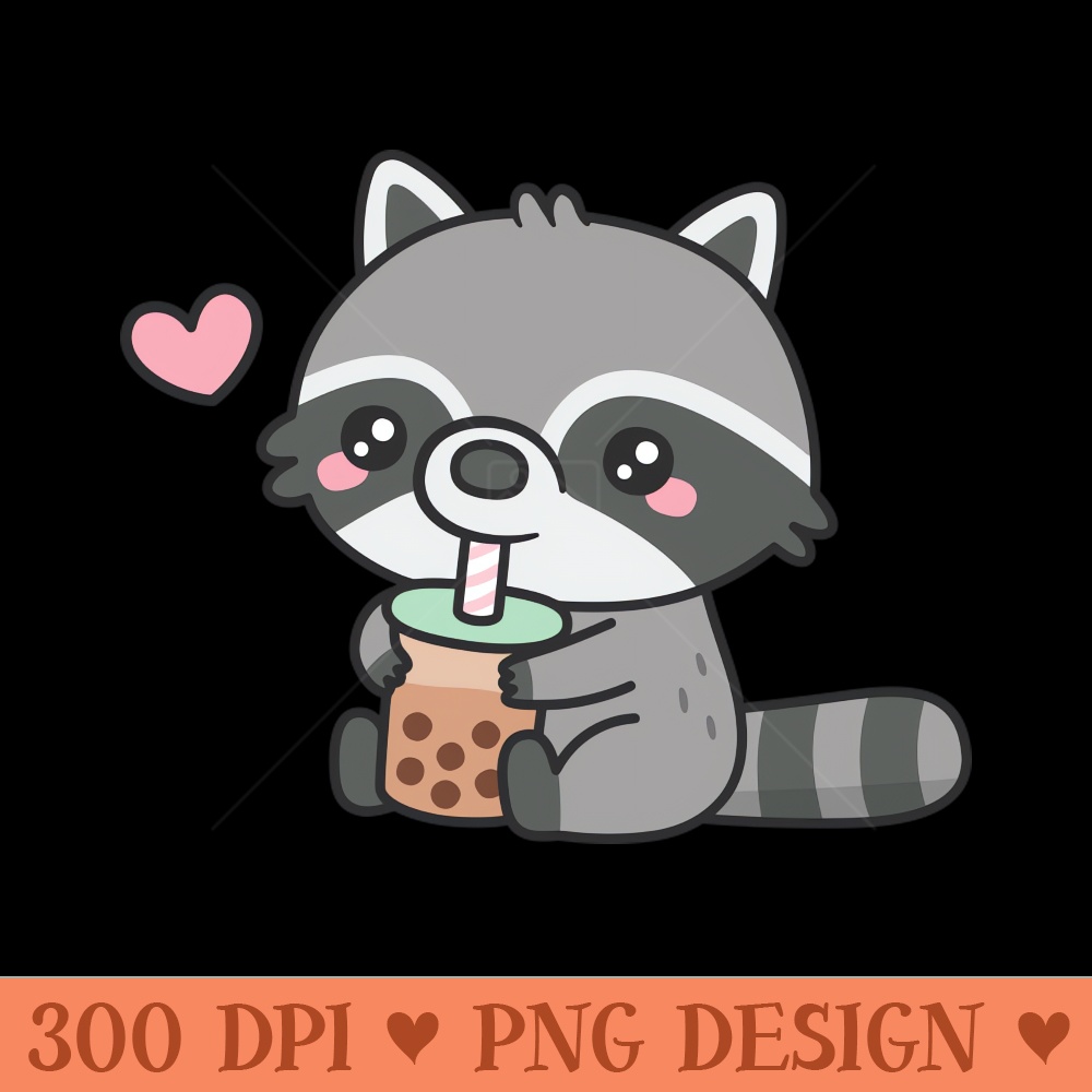 Cute Raccoon Loves Boba Tea - Download PNG Graphics - Convenience