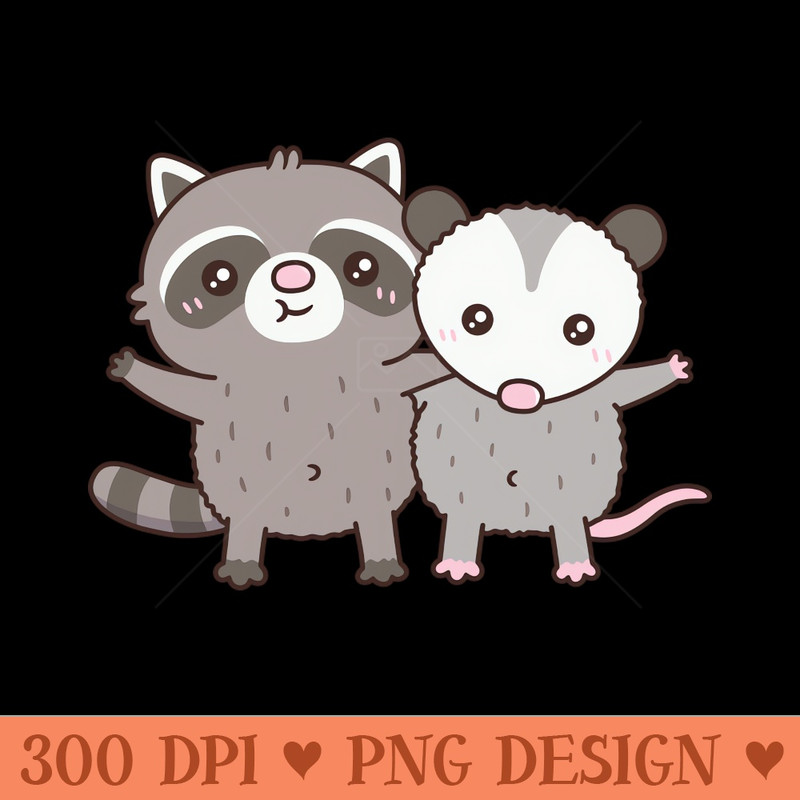 Cute Raccoon And Opossum Besties - Downloadable PNG - Flexibility