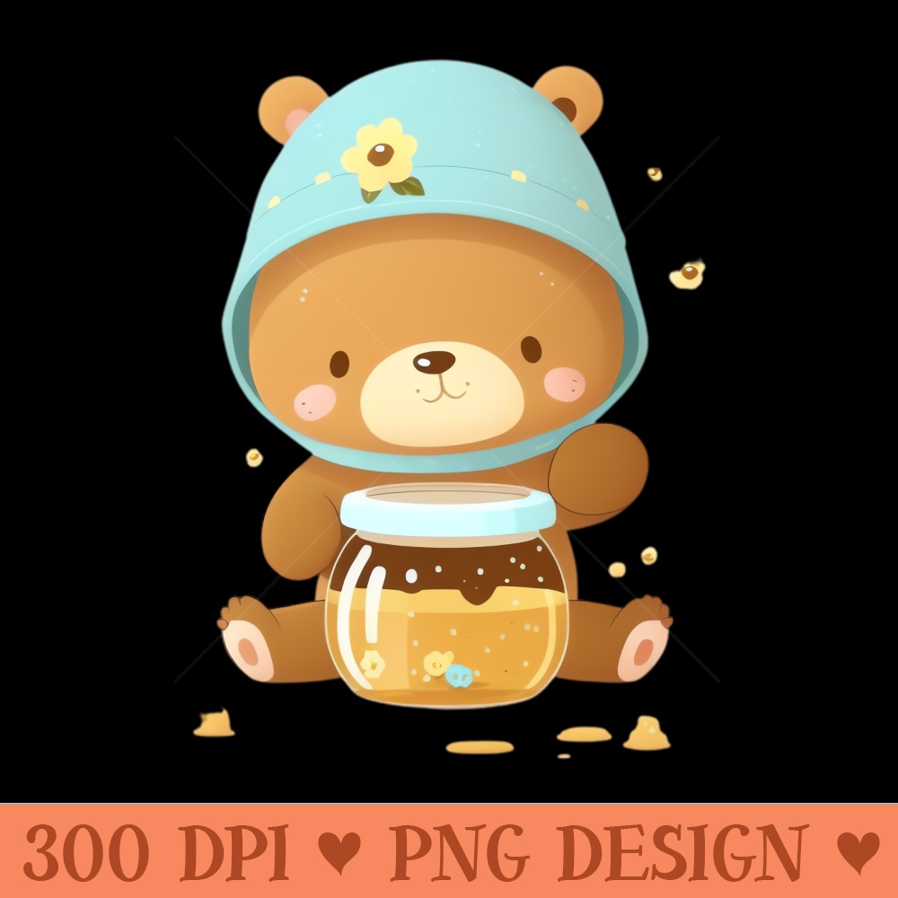 Bear with Honey cute kawaii - PNG Downloadable Resources - Professional Design
