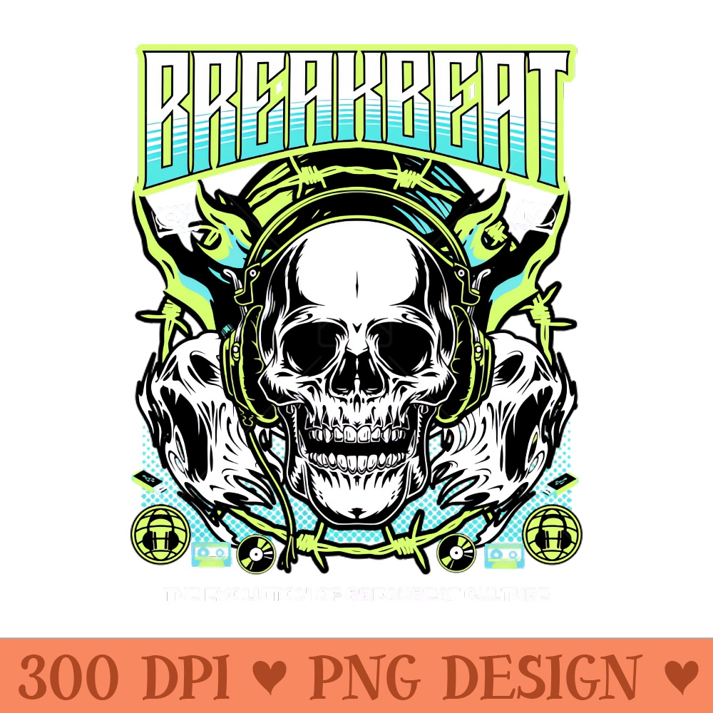 BREAKBEAT - The Evoultion Skull (limeteal) - PNG Design Downloads - Latest Updates