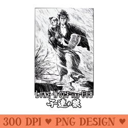 lone wolf and cub samurai - png illustrations
