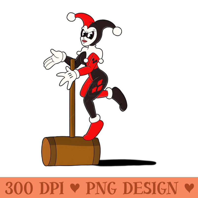 Harley Quinn in Cuphead style cartoon 1930 fan art - Premium PNG Downloads - Unique