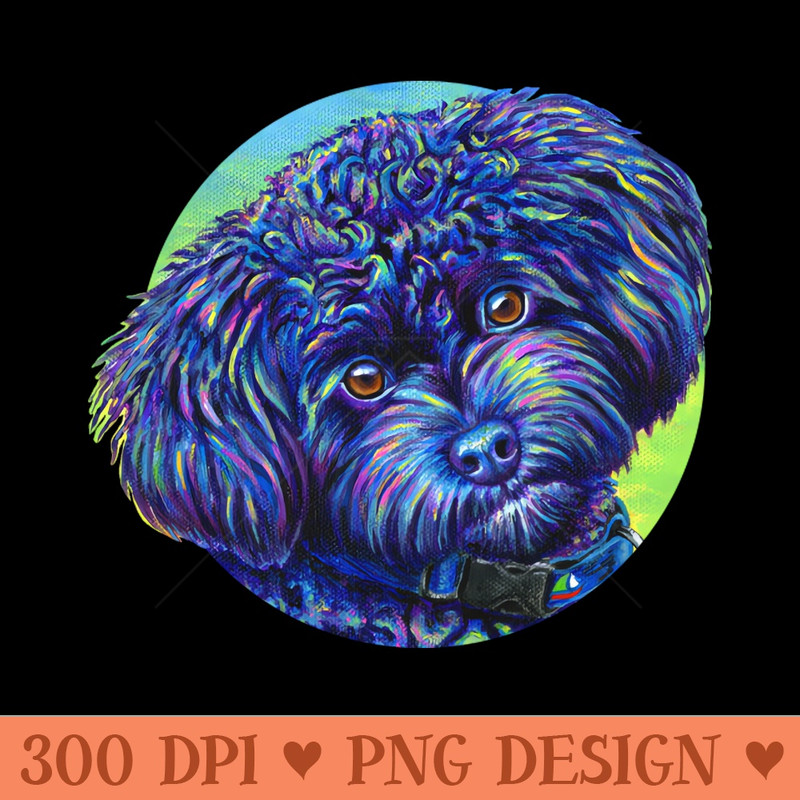 Opalescent Black Poodle Colorful Dog - PNG Download Bundle - Variety