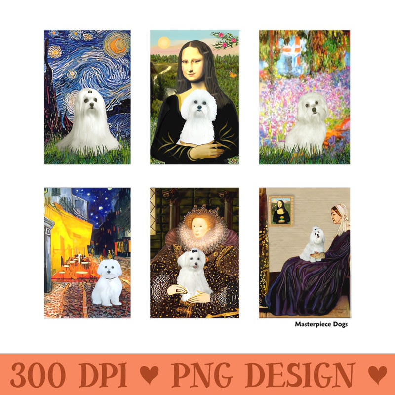 A Composite of Maltese Dogs Adapted into Famous Masterpieces - Transparent PNG - Popularity