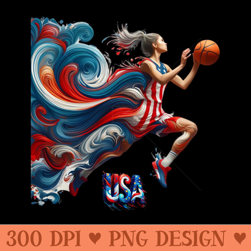 Basketball , Paris France, Basketball Player Tee, 2024 , USA Flag , Womens Basketball Tshirt - Digital PNG Files - Popularity