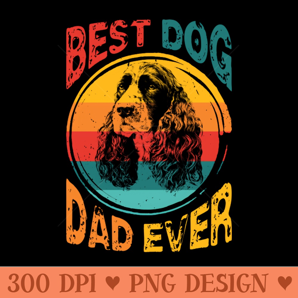 Vintage Best Dog Dad Ever English Springer Spaniel - High-Quality PNG Download - High Quality 300 DPI