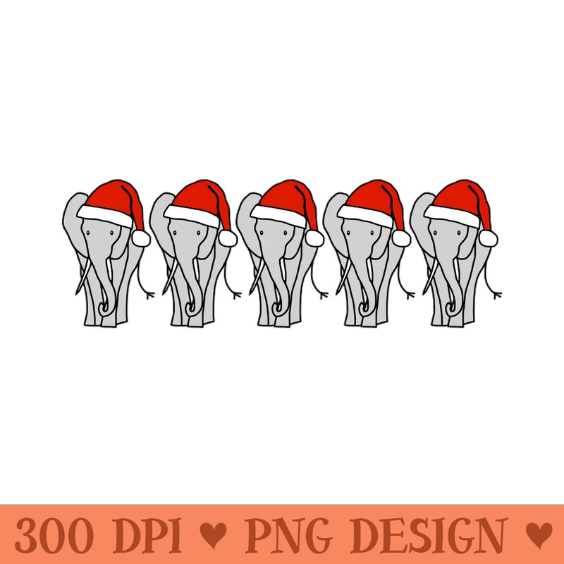 Five Grey Elephant Christmas Santa Hat - PNG Clipart - Variety