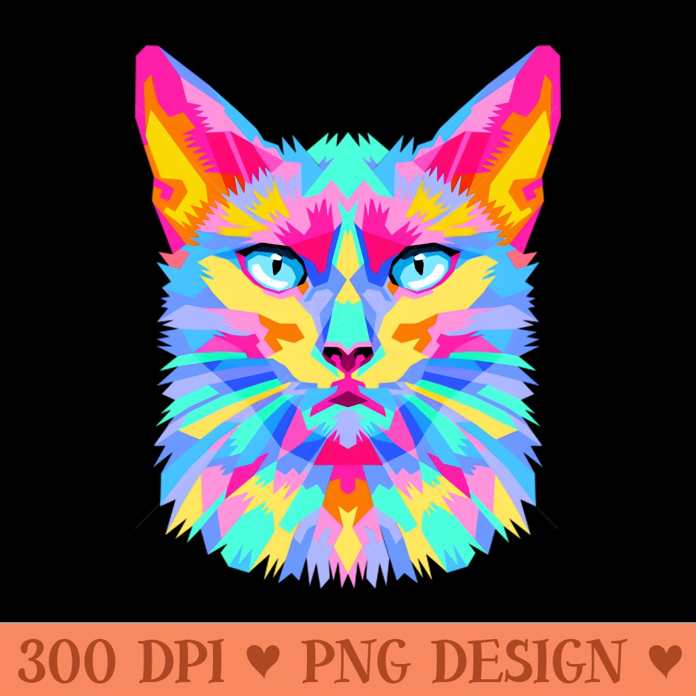 colorful cat - PNG Printables - Unique