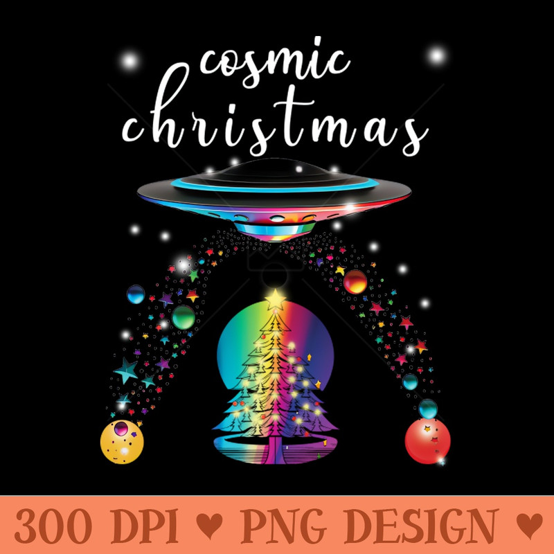 Cosmic Rainbow Christmas Moon and Stars - PNG Download Library - Unique