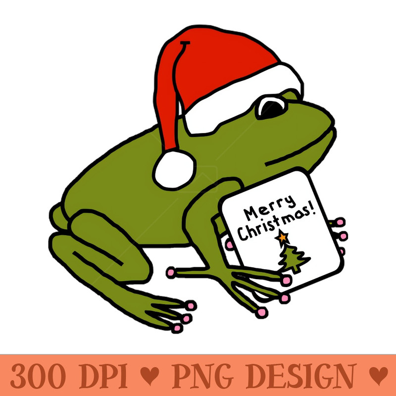 Cute Frog Says Merry Christmas - PNG Graphics - Variety