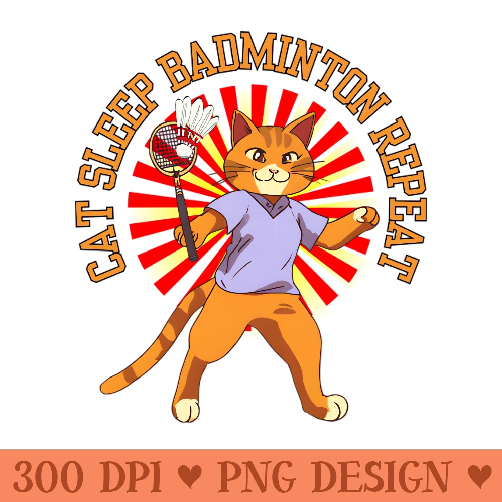 Cat Sleep Badminton Repeat - Download PNG Graphics - Good Value