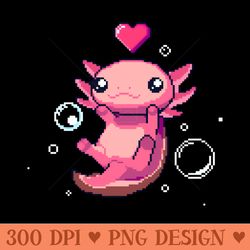 cute axolotl pixel art - sublimation png