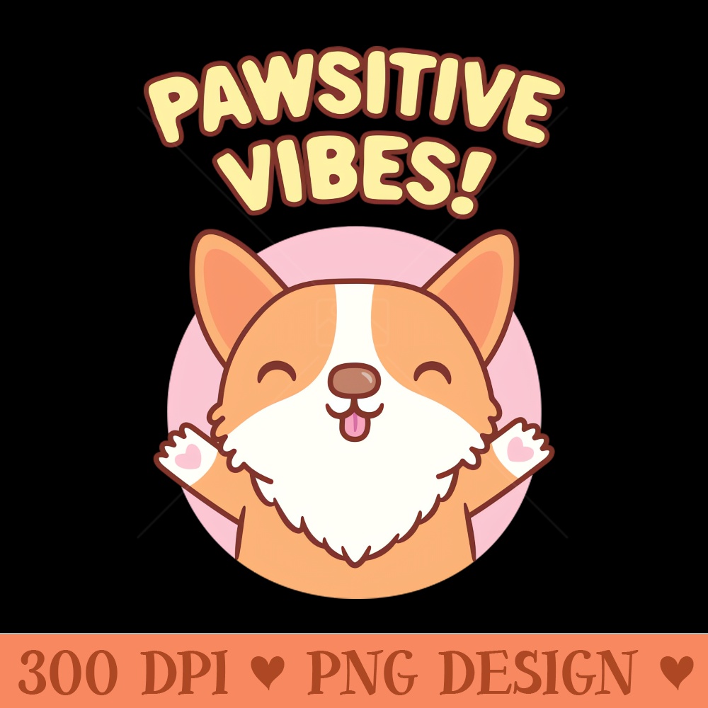 Cute Corgi Paws Pawsitive Vibes - High-Quality PNG Download - Variety