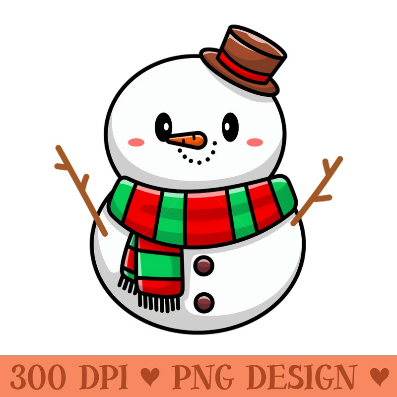 Cute Snowman Cartoon Vector Icon Illustration - PNG Downloadable Art - Good Value