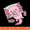 Cute Axolotl Chilling With Handphone Boba Tea And Cookies - PNG Download Collection - Convenience