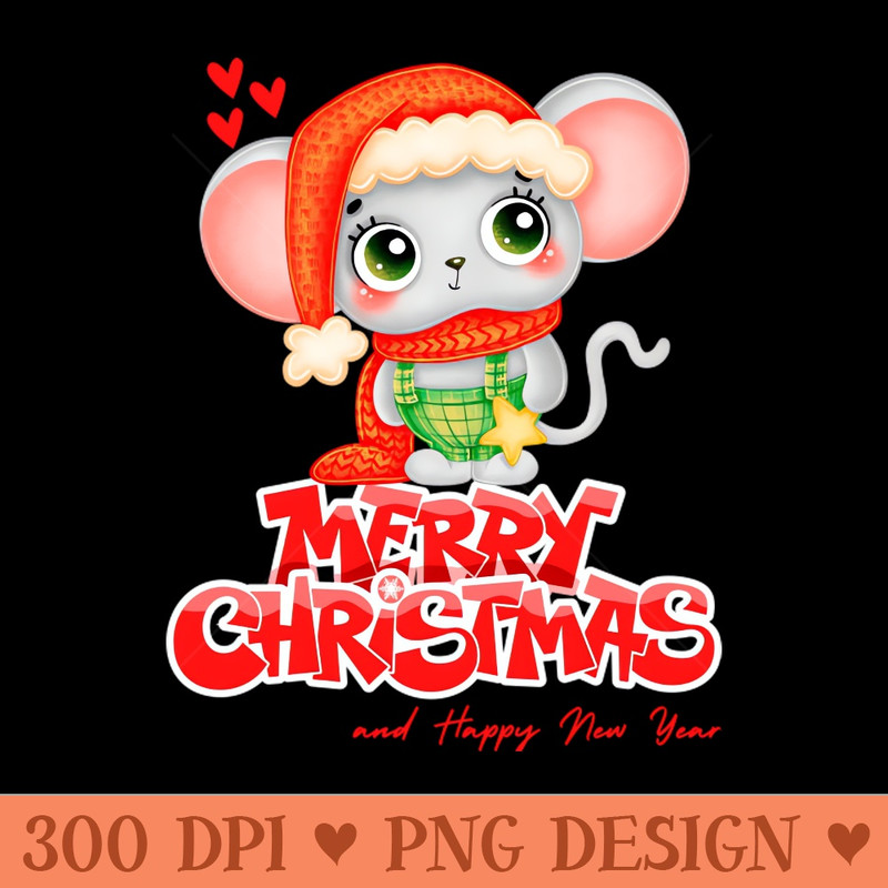 Cute Cartoon mouse Christmas T Shirt - Transparent PNG - Professional Design