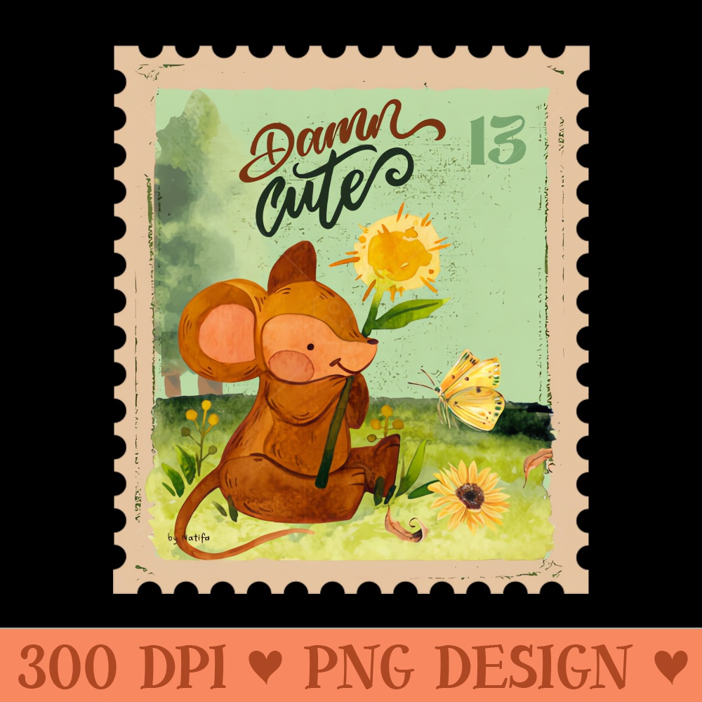 Tiny Mouse Encounter with Graceful Butterfly - PNG Illustrations - Unique