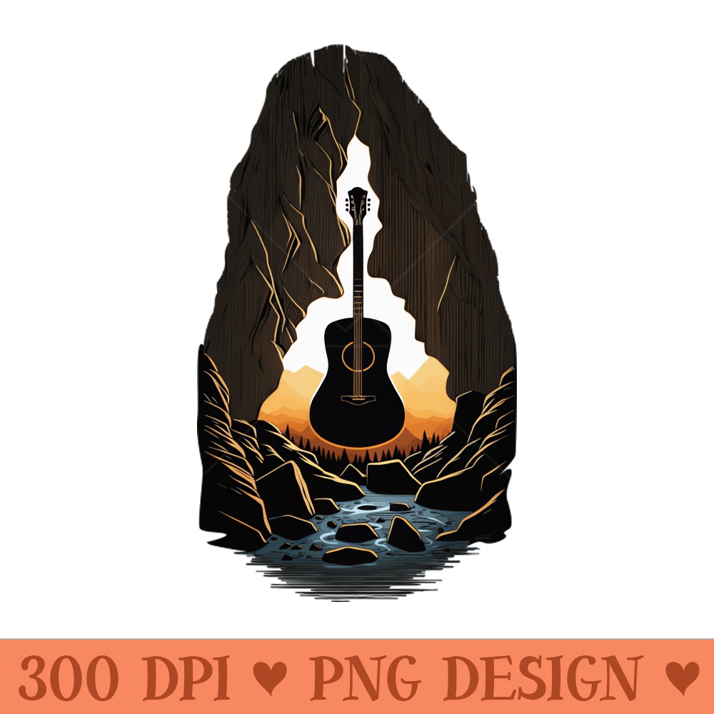 Retro Guitar Gift Guitarist Rock Concert Festival Guitar - PNG Downloadable Art - Popularity