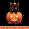 Cute Halloween Pumpkin Black Cat - Sublimation PNG - Customer Support