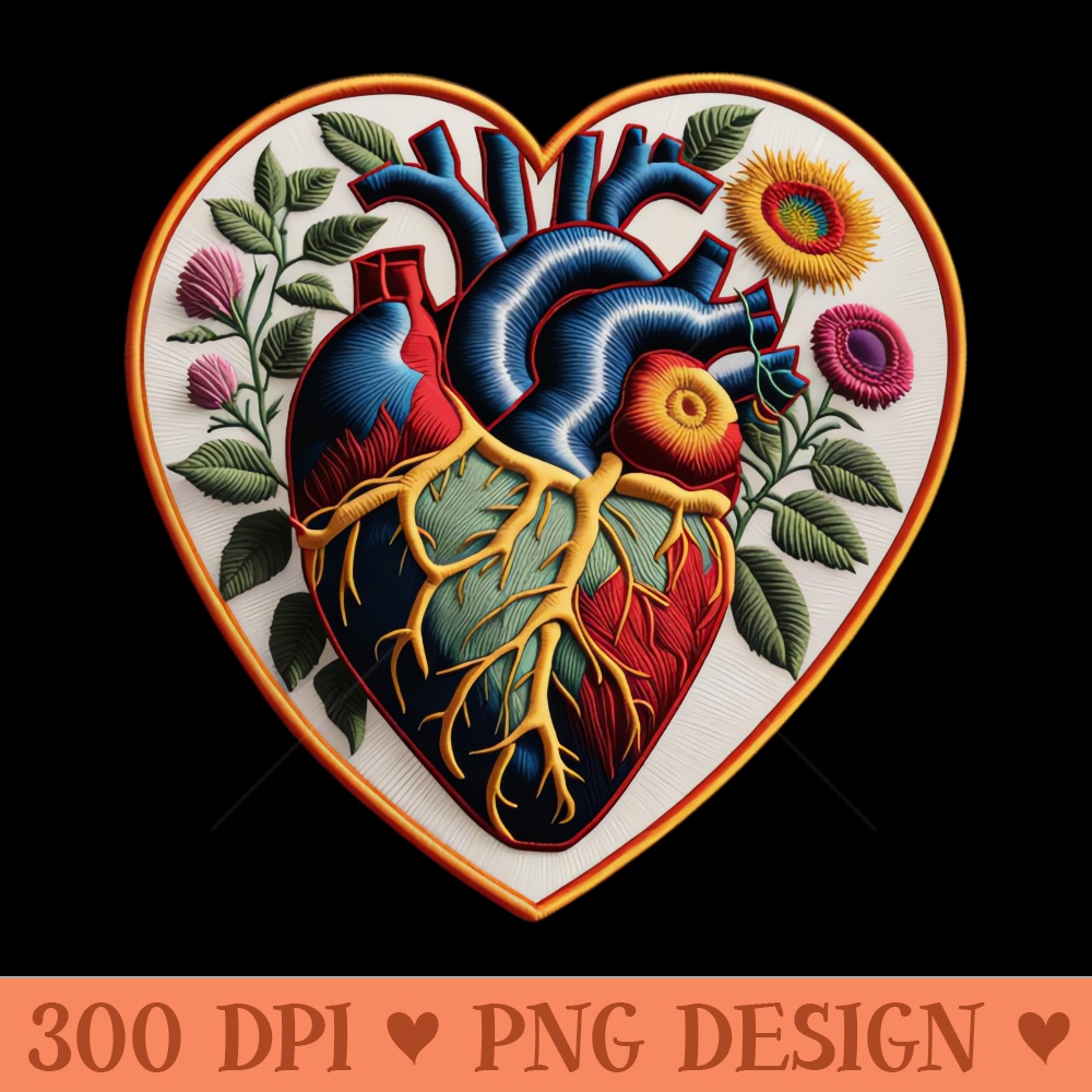 Bold in Botanicals Heart Embroidered Patch - PNG Download - Professional Design