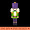 Green and Purple Christmas Nutcracker Toy Soldier Graphic Art - PNG Illustrations - Variety