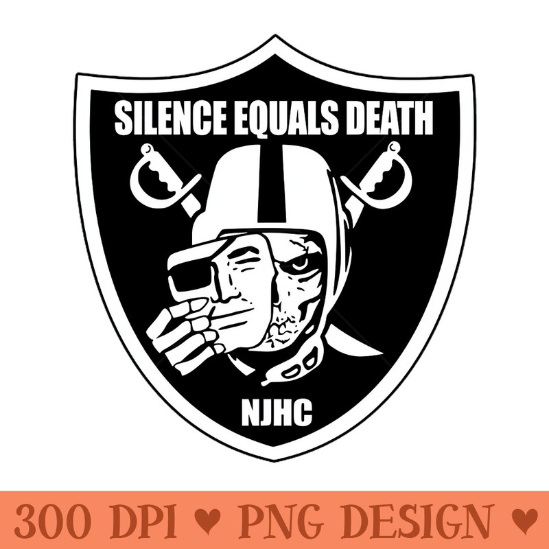 Silence Equals Death Shield Skull - Instant PNG Download - Convenience