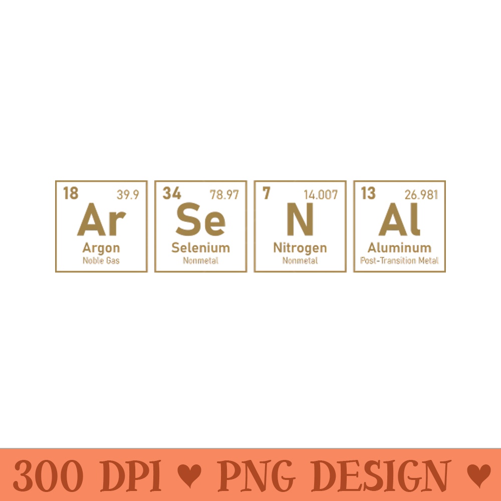 Periodic table Arsenal - PNG Printables - Good Value