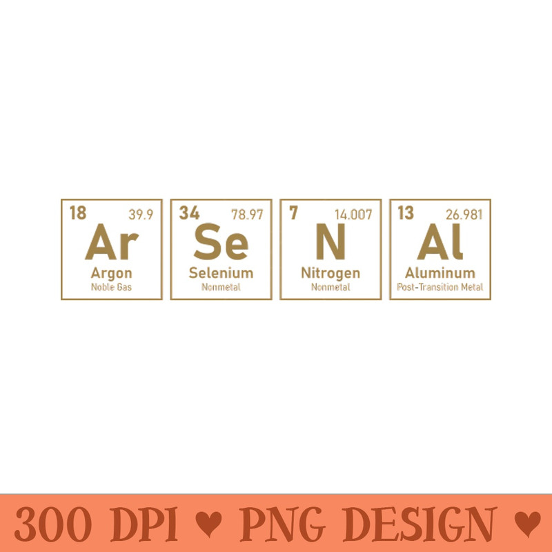 Periodic table Arsenal - PNG Printables - Good Value