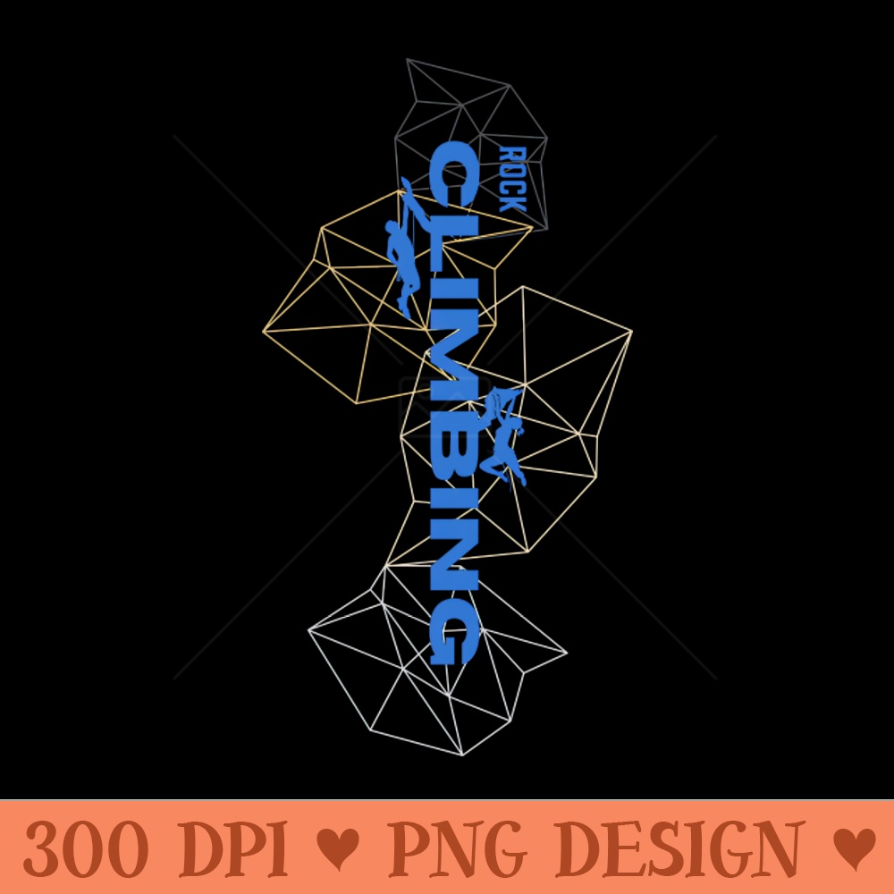 geometric rock climbing blue - Digital PNG Files - High Quality 300 DPI