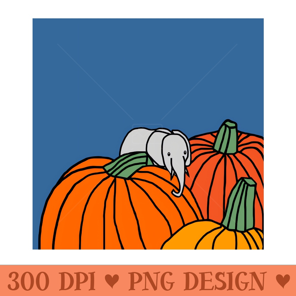 Cute Mini Elephant in the Pumpkin Patch - PNG Download Pack - Flexibility