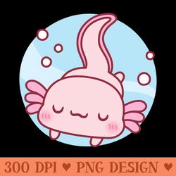 cute axolotl relaxing in the water -