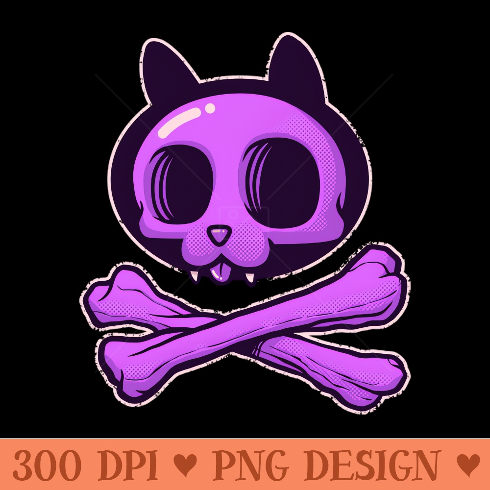 Cute Cartoon Cat Skull u0026 Bones Adorkable Kitten - Download PNG Graphics - Popularity
