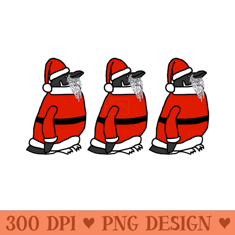 Christmas Santa Penguin Trio - High-Quality PNG Download - Professional Design