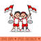 Cute Player Badminton Holding Indonesia Flag Cartoon - PNG Illustrations - Convenience